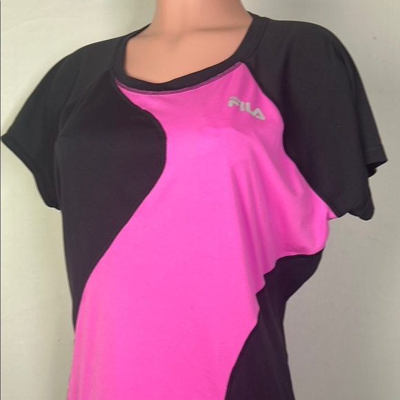 🎾 Fila Sport Womens Performance Gray Stretch Short Sleeved Shirt Size XL Pocke - Picture 2 of 15